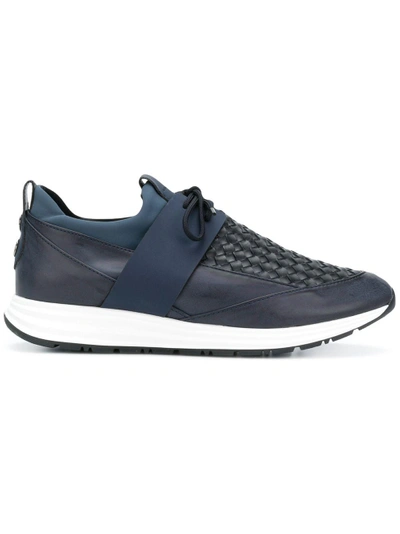 Shop Alexander Smith Woven Detail Sneakers - Blue
