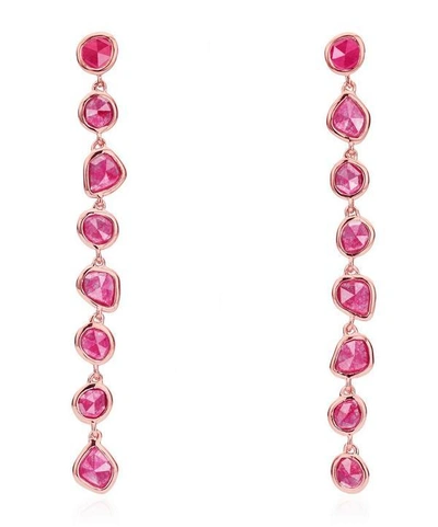 Shop Monica Vinader Rose Gold Vermeil Siren Pink Quartz Mini Nugget Cocktail Earrings