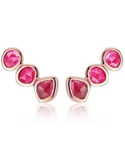 Shop Monica Vinader Rose Gold Vermeil Siren Pink Quartz Climber Earrings