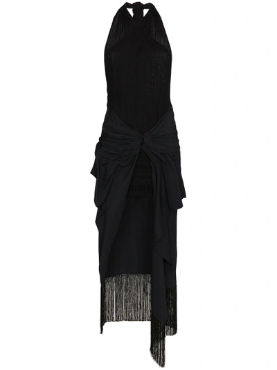 Shop Jacquemus La Robe Drapeado Fringe Dress - Black