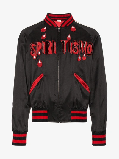 Shop Gucci Spiritismo Silk Bomber Jacket In Black