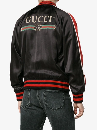 Shop Gucci Spiritismo Silk Bomber Jacket In Black