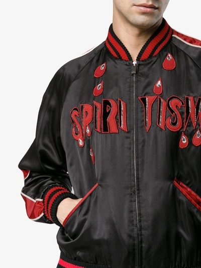 Shop Gucci Spiritismo Silk Bomber Jacket In Black
