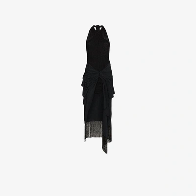 Shop Jacquemus La Robe Drapeado Fringe Dress In Black