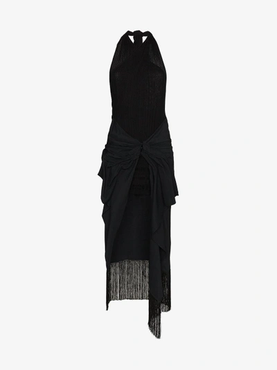 Shop Jacquemus La Robe Drapeado Fringe Dress In Black