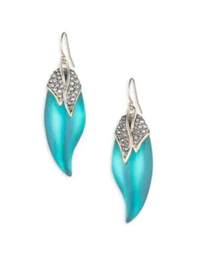 Shop Alexis Bittar Love Bird Capped Feather Earrings In Lake Blue