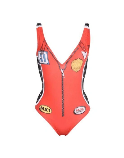 Shop Moschino One-piece Suits In Red