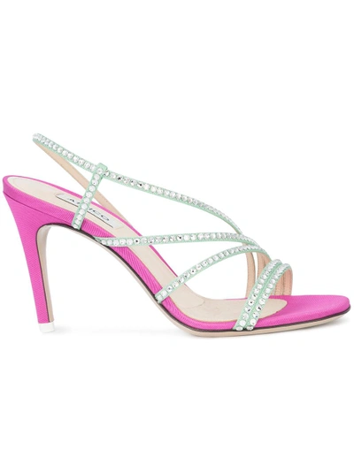 Shop Attico Rhinestone Sandals - Pink
