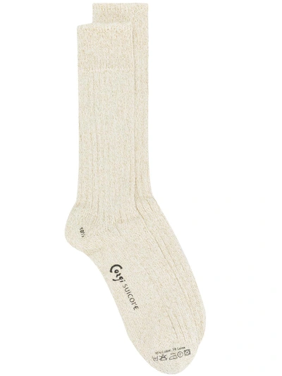 Shop Suicoke Lurex High Socks In Nude & Neutrals