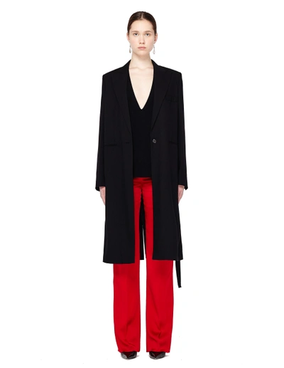 Shop Ann Demeulemeester Women's Black Wool Belted Coat