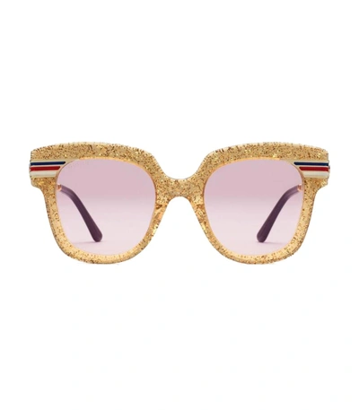 Shop Gucci Glitter Acetate Sunglasses In Multi