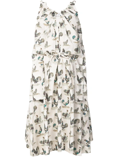 rooster print shift dress
