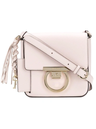 Shop Ferragamo Salvatore  Gancini Flap Bag - Neutrals