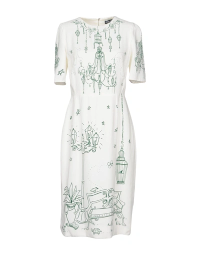 Shop Dolce & Gabbana Woman Midi Dress White Size 0 Viscose