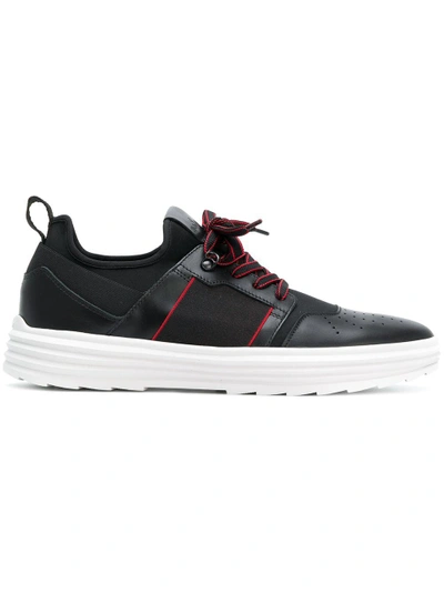 Shop Hogan Panelled Sporty Sneakers - Black