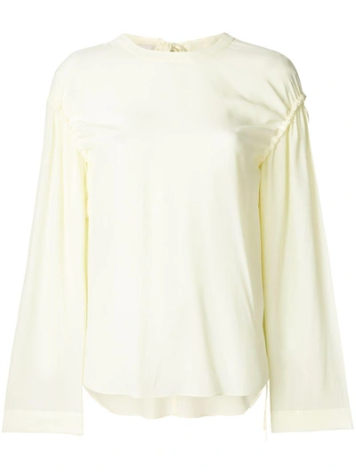 Shop Cedric Charlier Gathered Sleeves Blouse In Yellow & Orange