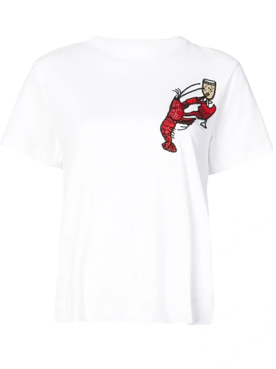 Shop Oscar De La Renta Lobster-appliquéd T-shirt - White