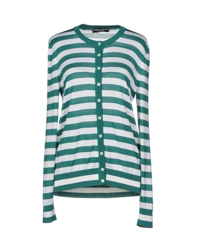 Shop Dolce & Gabbana Woman Cardigan Green Size 10 Cashmere, Silk