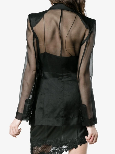 Shop Dolce & Gabbana Sheer Organza Double Breasted Jacket In Black