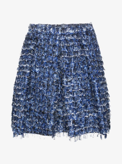 Shop Proenza Schouler Fringed Pleated Mini Skirt In Blue