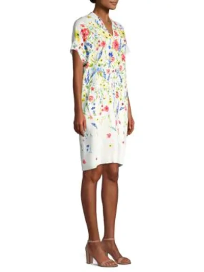 Shop Escada Dixanula Short Sleeve Floral Dress In White Multi