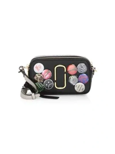 Shop Marc Jacobs The Snapshot Badges Coated Leather Camera Bag In Black Multi