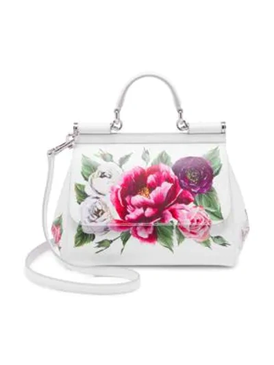 Shop Dolce & Gabbana Roseto Dauphine Small Sicily Handbag In Pink