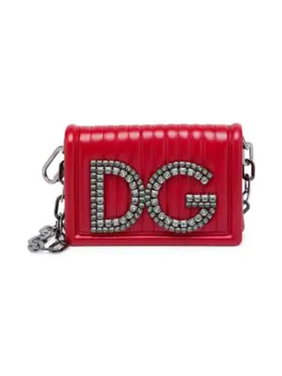 Shop Dolce & Gabbana Dg Girls Quilted Leather Shoulder Bag In Red