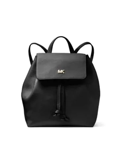 Shop Michael Michael Kors Junie Medium Pebbled Leather Backpack In Black
