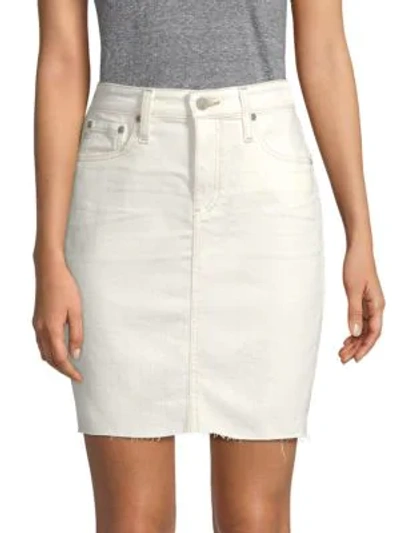 Shop Ag Erin Distressed Denim Skirt In 1 Year Neutral White