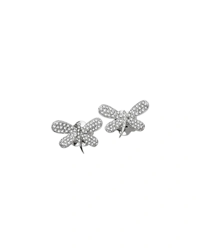 Shop Staurino Fratelli 18k White Gold Diamond Dragonfly Stud Earrings