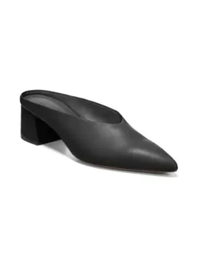 Shop Vince Ralston Point-toe Leather Mules In Black