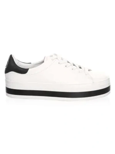 Shop Alice And Olivia Ezra Platform Sneakers In White Black