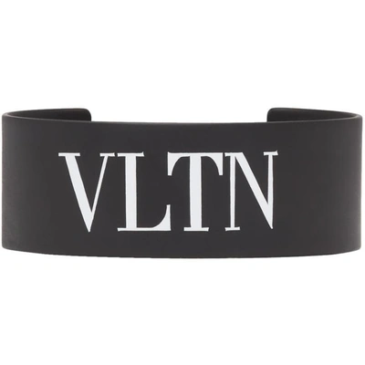 Shop Valentino Black  Garavani Metal Vltn Cuff Bracelet In 0ni Black