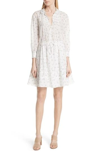 Shop Rebecca Taylor Floral Sprig Shirtdress In Snow Combo