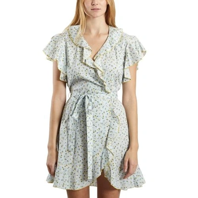 Shop Tara Jarmon Ruffle Dress In Light Blue