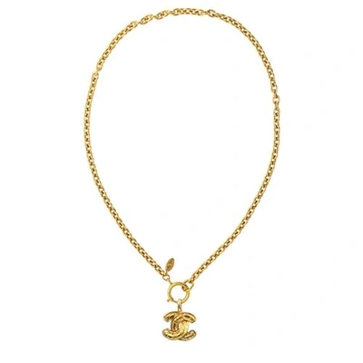 Shop Susan Caplan Vintage 1980s Vintage Chanel Gold Plated Quilted Pendant
