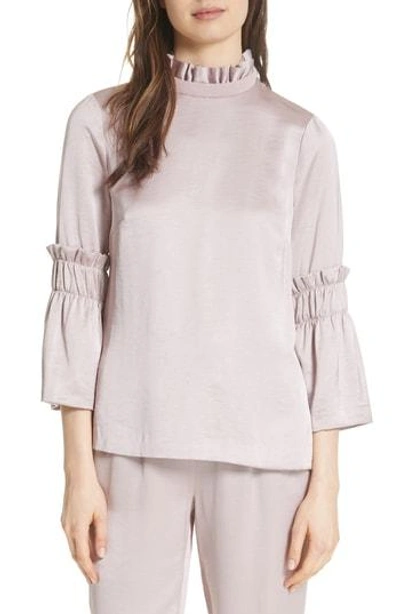 Shop Ted Baker Myani Ruffle Hammered Satin Top In Dusky Pink