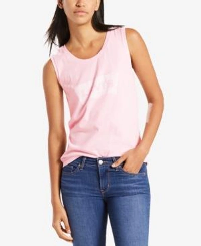 Shop Levi's Cotton Graphic Muscle Tank Top In Light Lilac Housemark