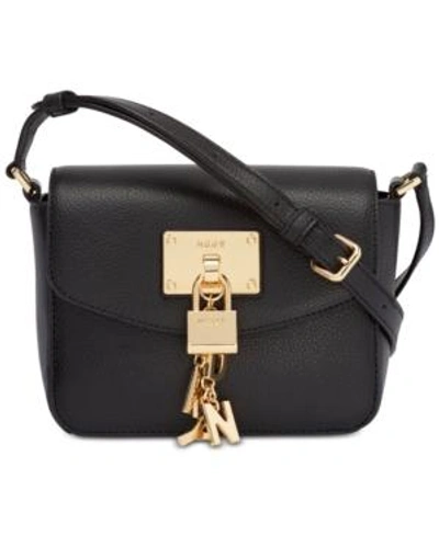 Shop Dkny Elissa Small Flap Crossbody, Created For Macy's In Black/gold