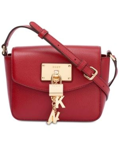 Shop Dkny Elissa Flap Crossbody, Created For Macy's In Bright Red/gold