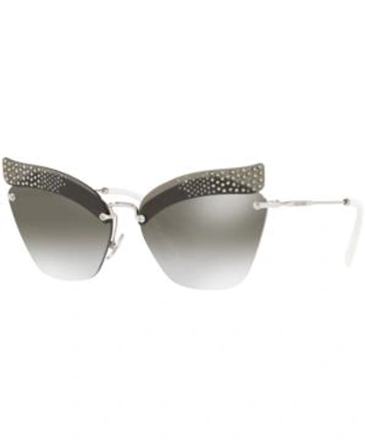 Shop Miu Miu Sunglasses, Mu 56ts In Silver Mirror/gray
