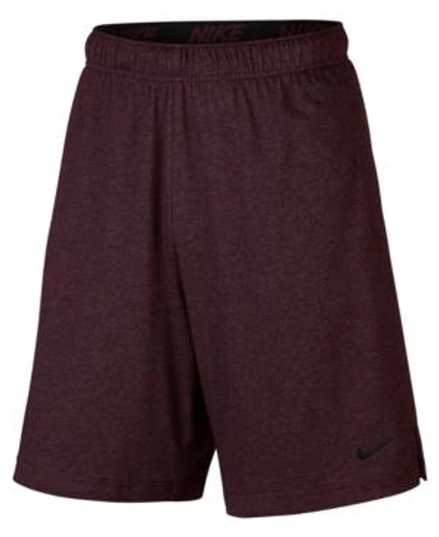 Shop Nike Men's 9" Dri-fit Cotton Jersey Training Shorts In Burgundy