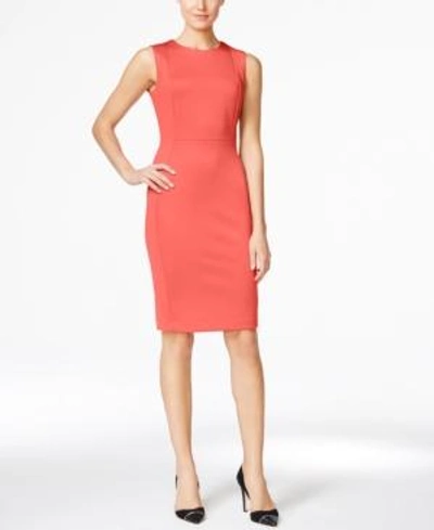 Shop Calvin Klein Scuba Crepe Sheath Dress, Regular & Petite Sizes In Porcelain Rose