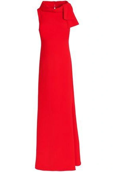 Shop Badgley Mischka Woman Knotted Crepe Gown Red