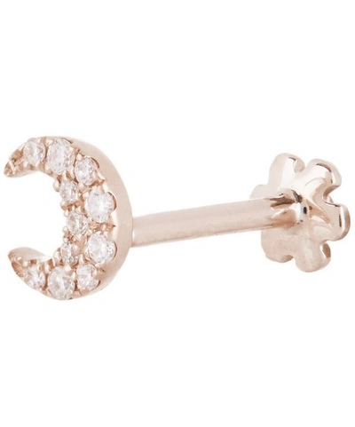 Shop Maria Tash 18ct Small Diamond Moon Single Threaded Stud Earring In Rose Gold