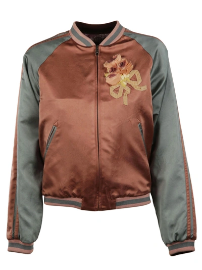 Shop Gucci Embellished Satin Bomber Jacket In Rosa