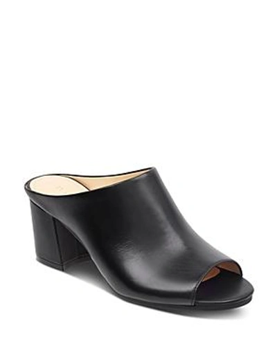 Shop Ivanka Trump Evia Leather Block Heel Slide Sandals In Black