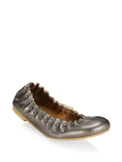 Shop See By Chloé Jane Metallic Ballet Flats In Silver