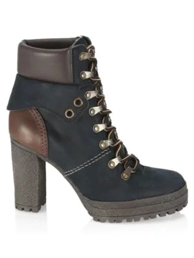 Shop See By Chloé Eileen Nubuck & Leather Hiking Boots In Black